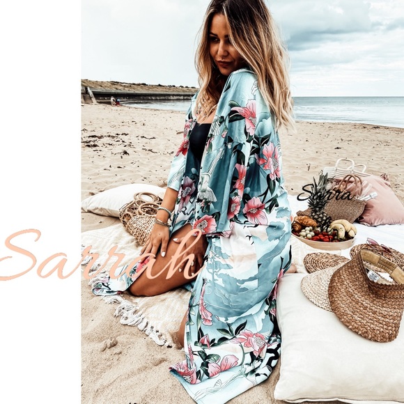 New Gorgeous Bohemian Mixed Print Kimono Duster Robe Jacket - Picture 5 of 10
